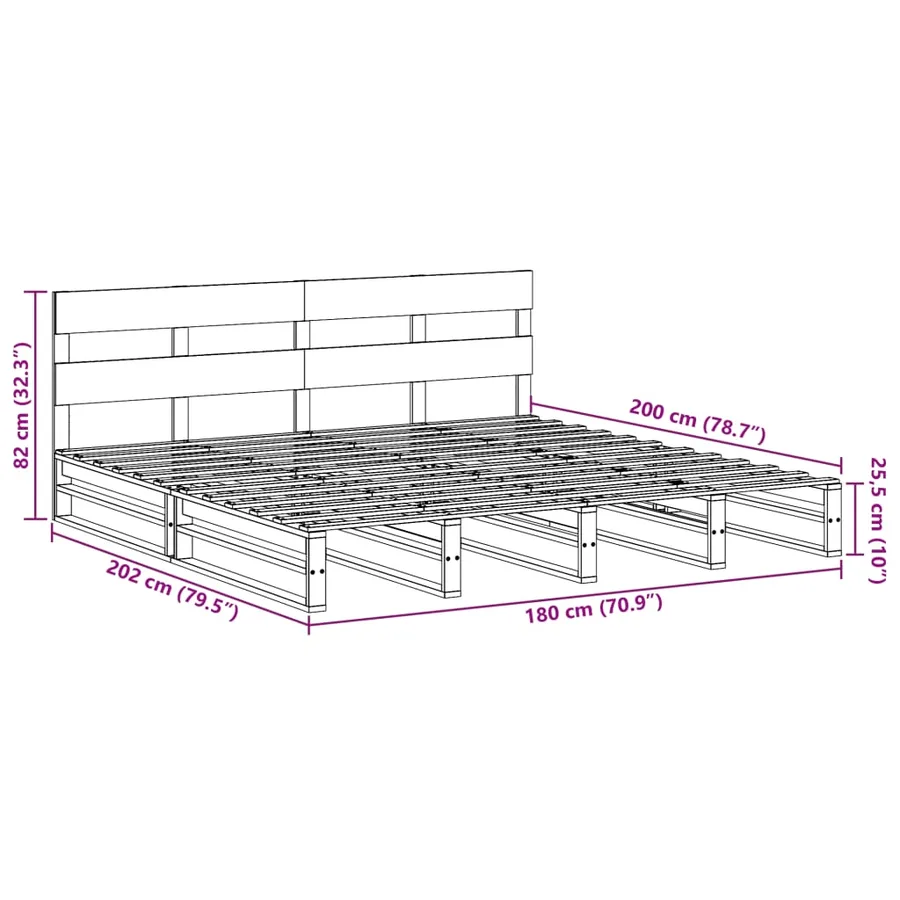 Cadre de lit sans matelas blanc 180x200 cm bois massif de pin - 12