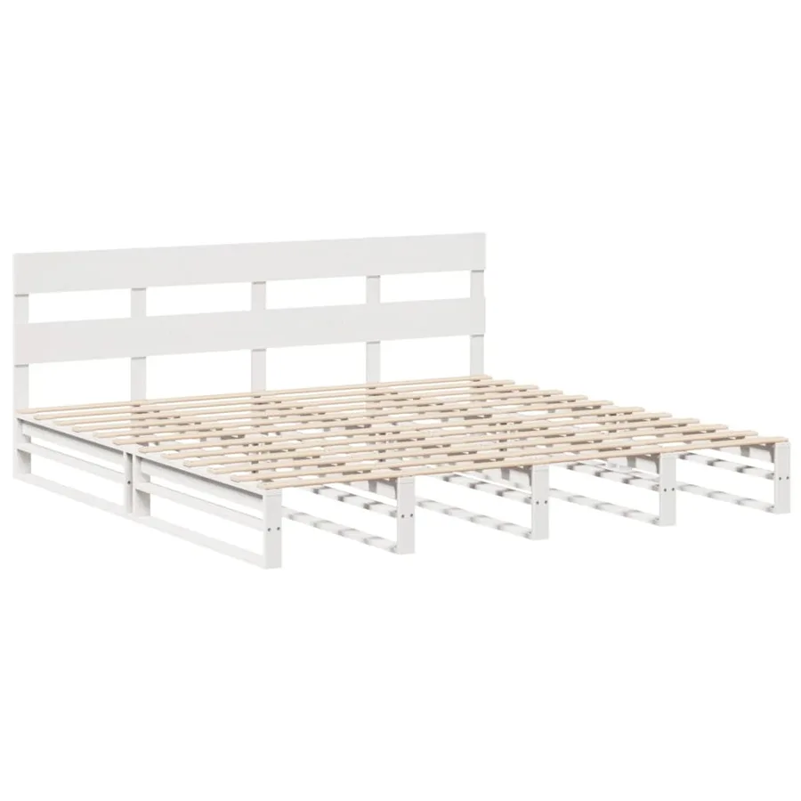 Cadre de lit sans matelas blanc 180x200 cm bois massif de pin - 3