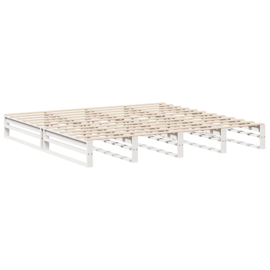 Cadre de lit sans matelas blanc 180x200 cm bois massif de pin - 4