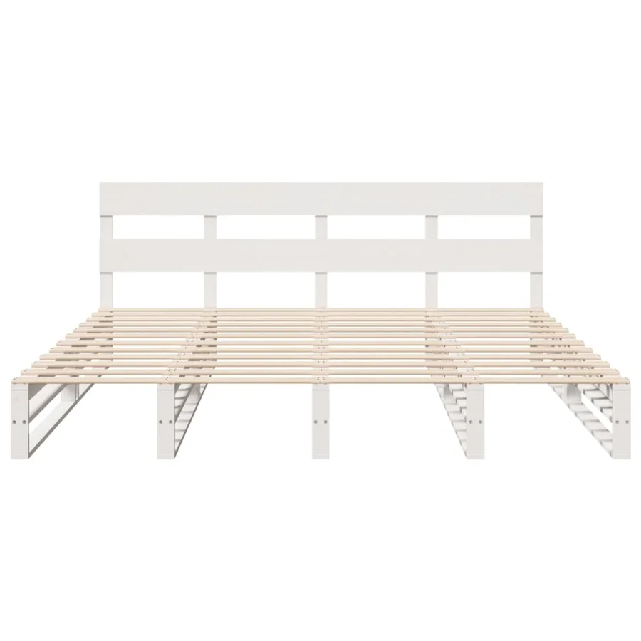 Cadre de lit sans matelas blanc 180x200 cm bois massif de pin - 6