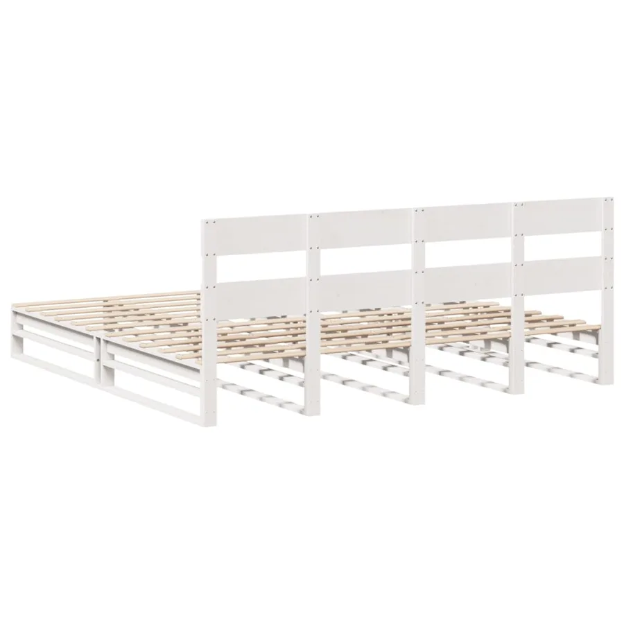 Cadre de lit sans matelas blanc 180x200 cm bois massif de pin - 8