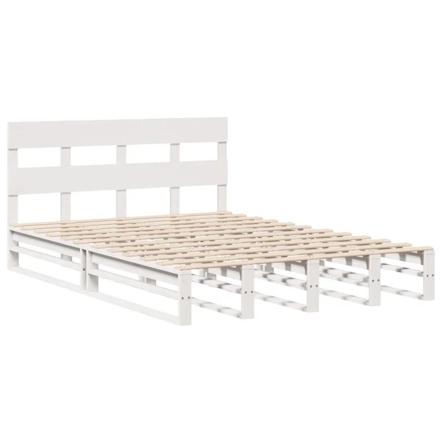 Cadre de lit sans matelas blanc 140x200 cm bois de pin massif - 3