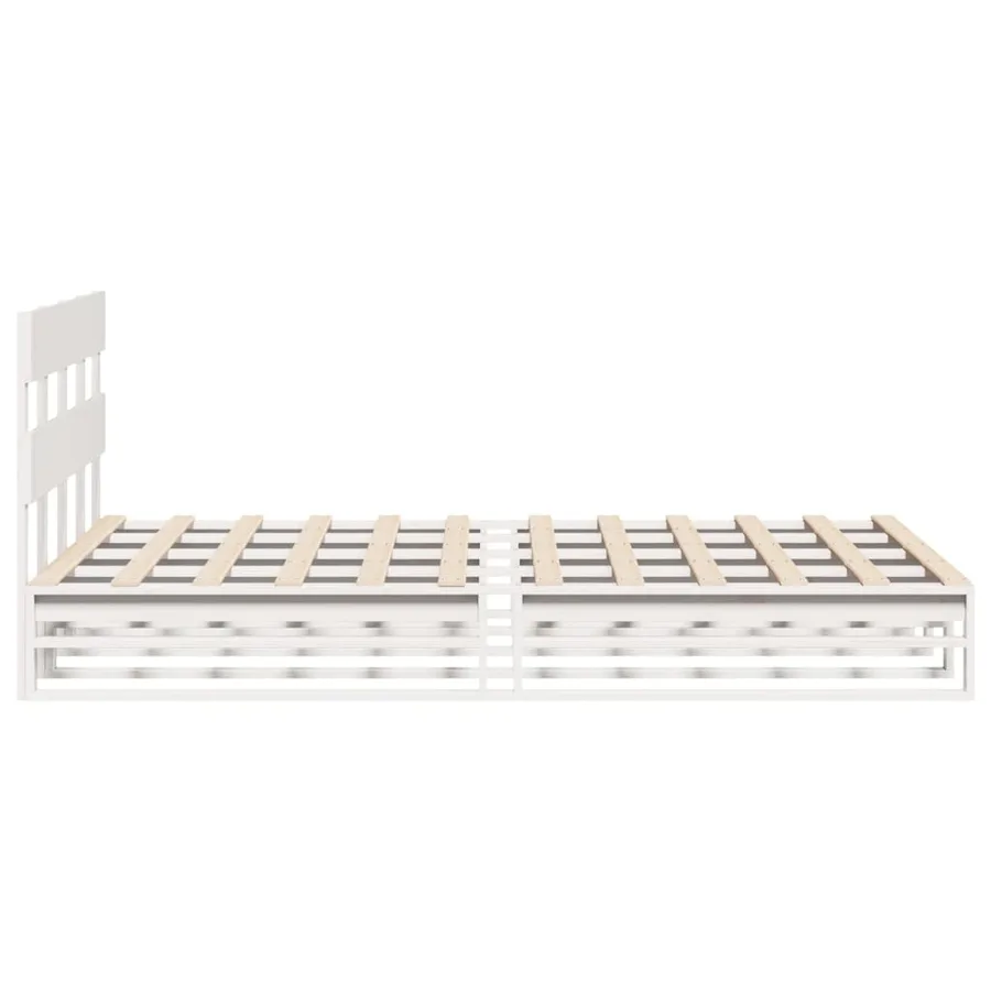 Cadre de lit sans matelas blanc 140x200 cm bois de pin massif - 7