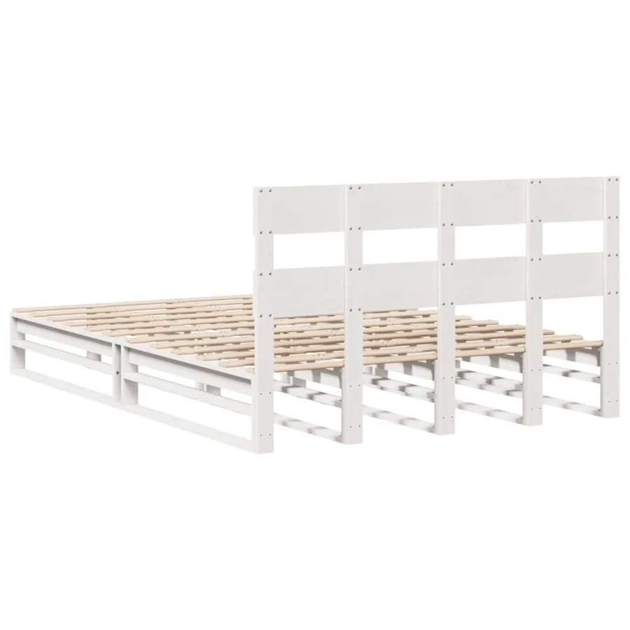 Cadre de lit sans matelas blanc 140x200 cm bois de pin massif - 8