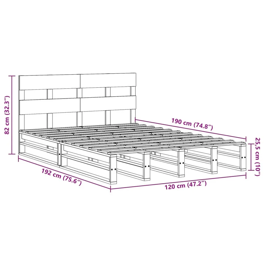 Cadre de lit sans matelas blanc 120x190 cm bois de pin massif - 12