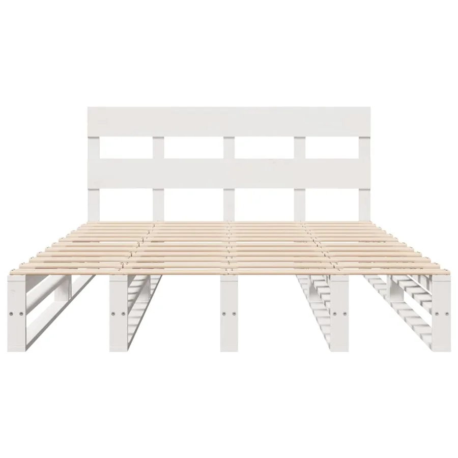 Cadre de lit sans matelas blanc 120x190 cm bois de pin massif - 6