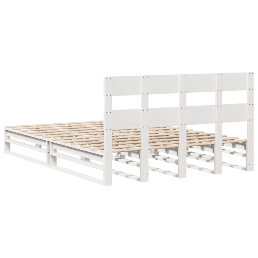 Cadre de lit sans matelas blanc 120x190 cm bois de pin massif - 8