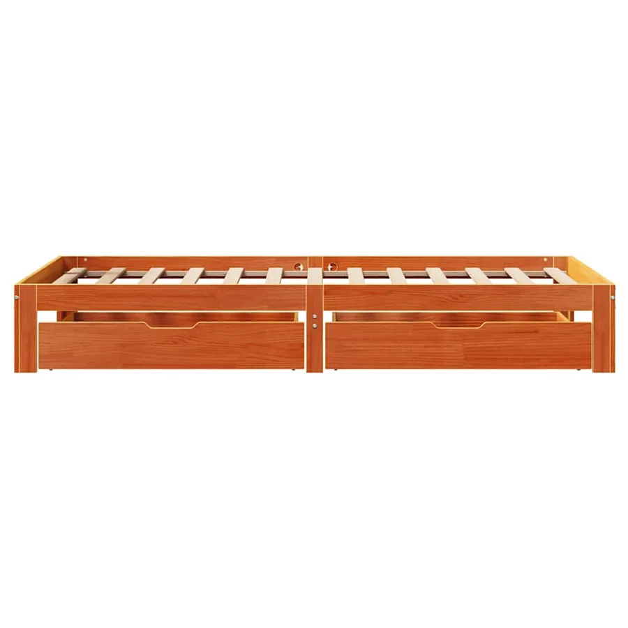 Cadre de lit avec tiroirs sans matelas cire marron 90x190 cm - 7
