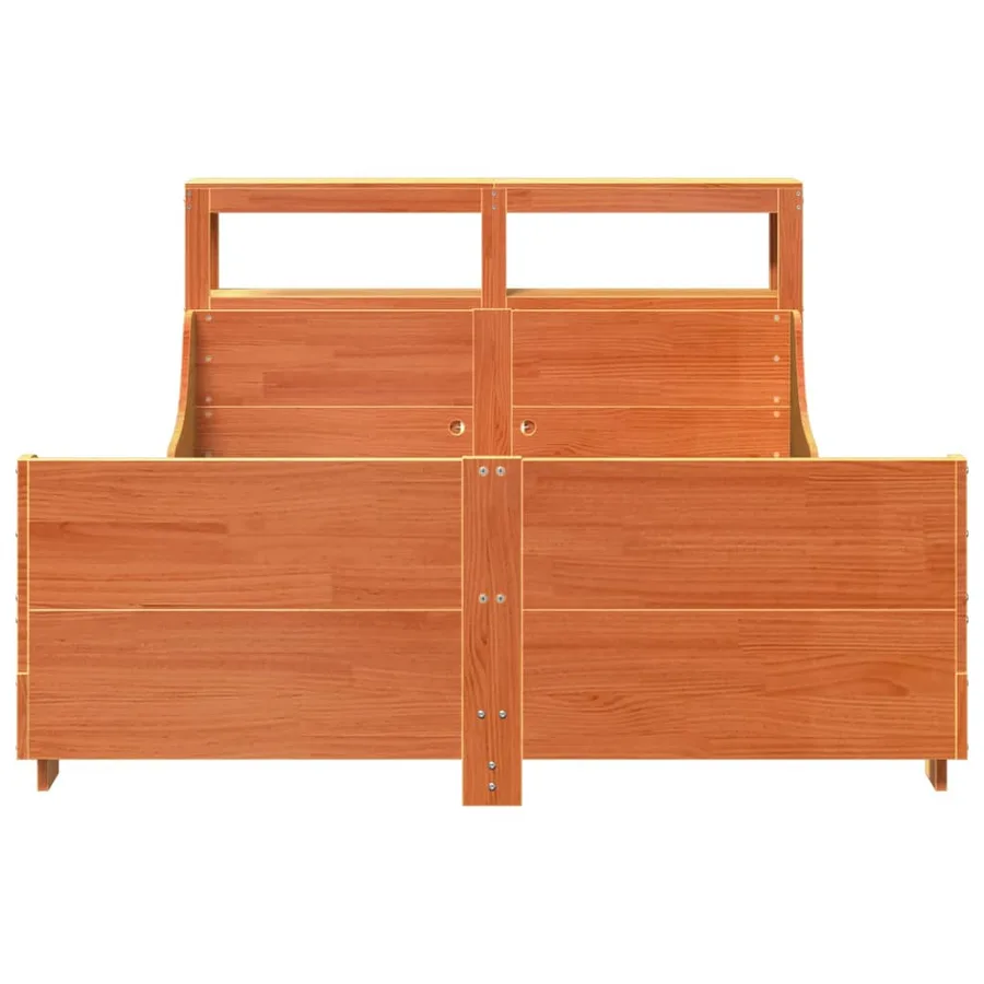 Cadre de lit sans matelas cire marron 150x200cm bois pin massif - 4