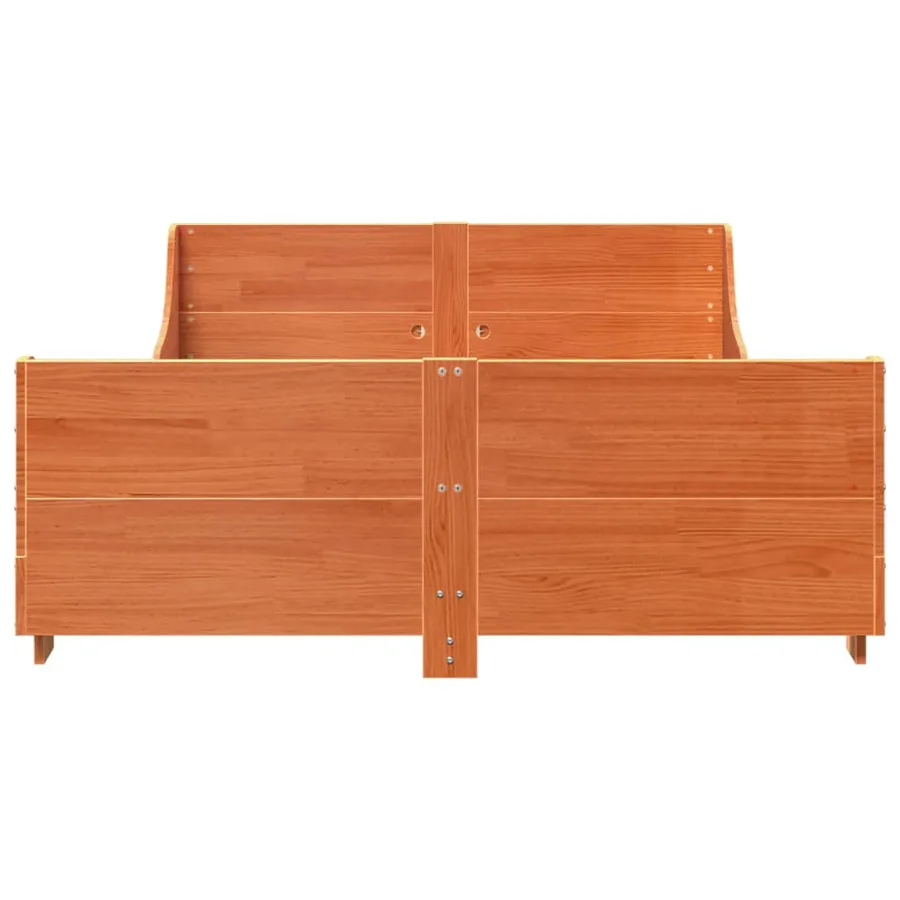 Cadre de lit sans matelas cire marron 150x200cm bois pin massif - 4