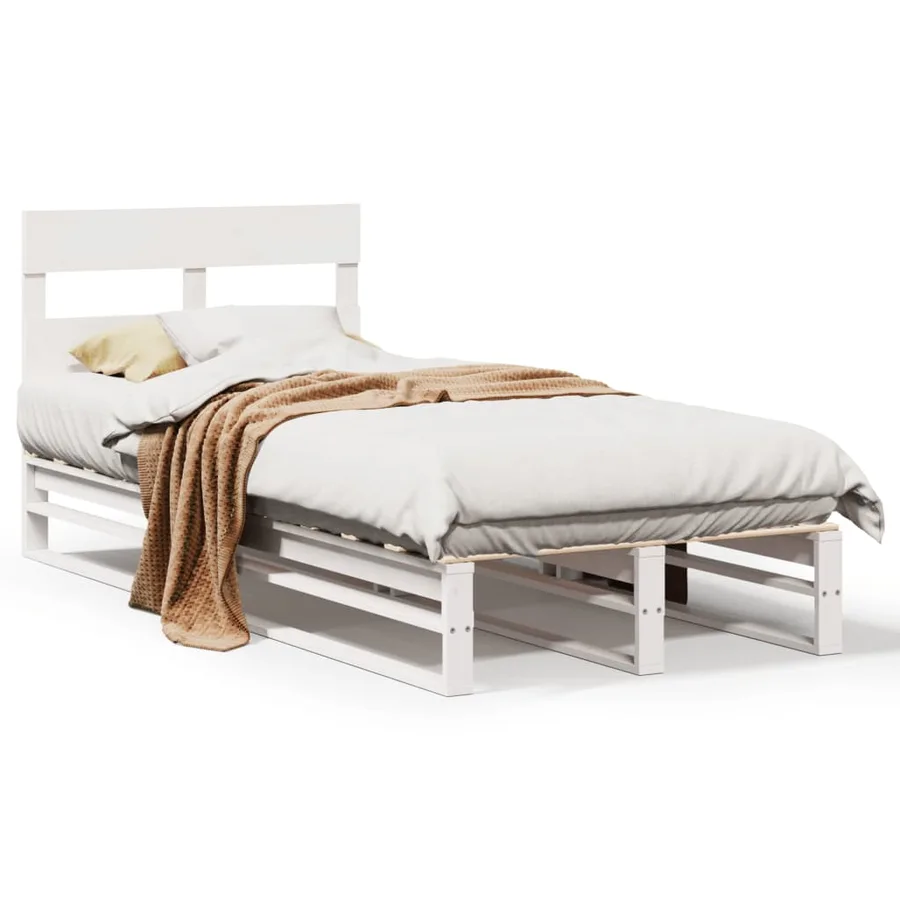 Cadre de lit sans matelas blanc 90x190 cm bois de pin massif - 2