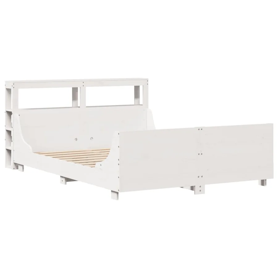 Cadre de lit sans matelas blanc 140x190 cm bois de pin massif - 3