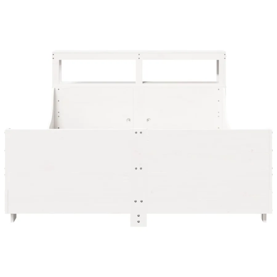 Cadre de lit sans matelas blanc 140x190 cm bois de pin massif - 4