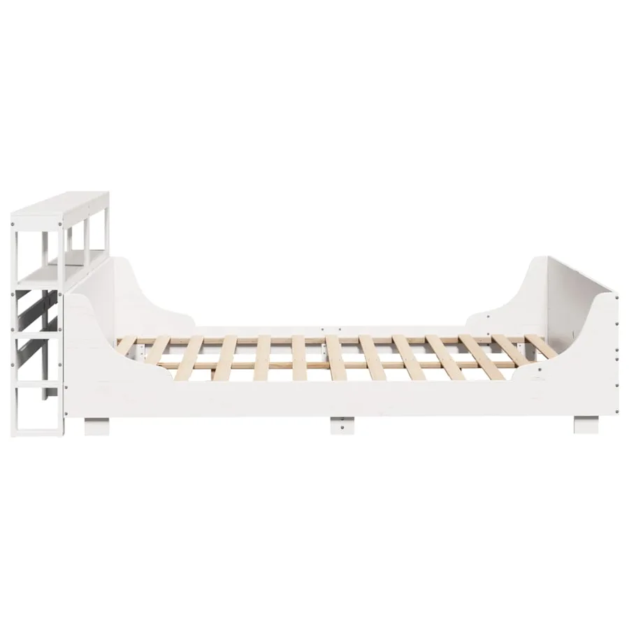 Cadre de lit sans matelas blanc 140x190 cm bois de pin massif - 7