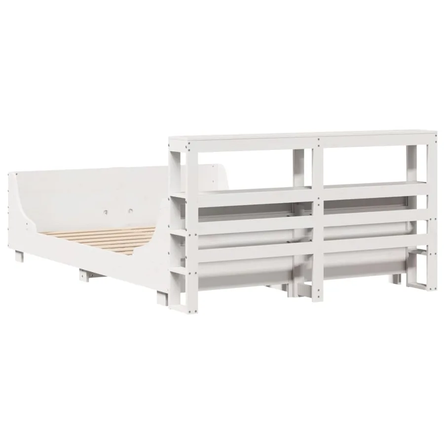 Cadre de lit sans matelas blanc 140x190 cm bois de pin massif - 8