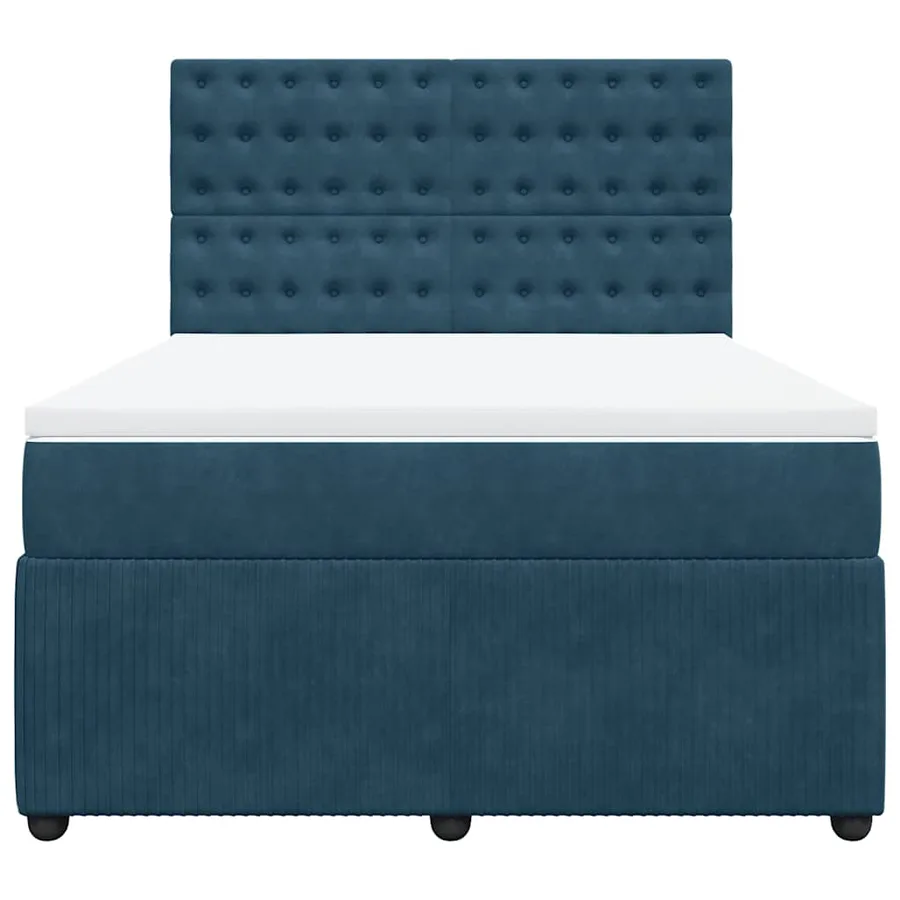 Sommier à lattes de lit et matelas Bleu foncé 140x190cm Velours - 4