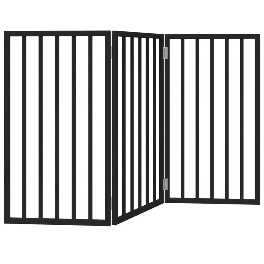 Barrière pour chien pliable 3 panneaux noir bois de peuplier - 2
