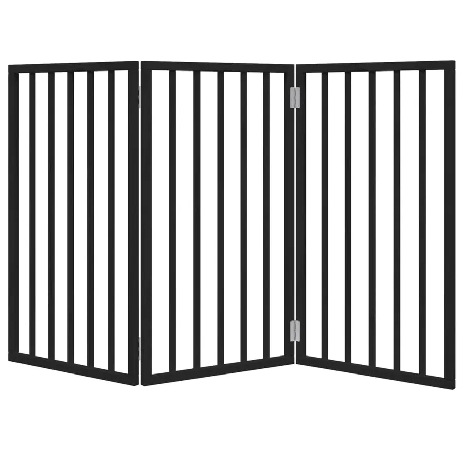 Barrière pour chien pliable 3 panneaux noir bois de peuplier - 4