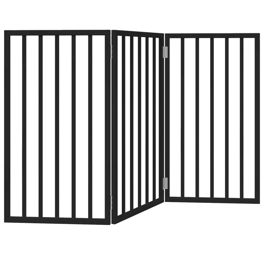 Barrière pour chien pliable 3 panneaux noir bois de peuplier - 6
