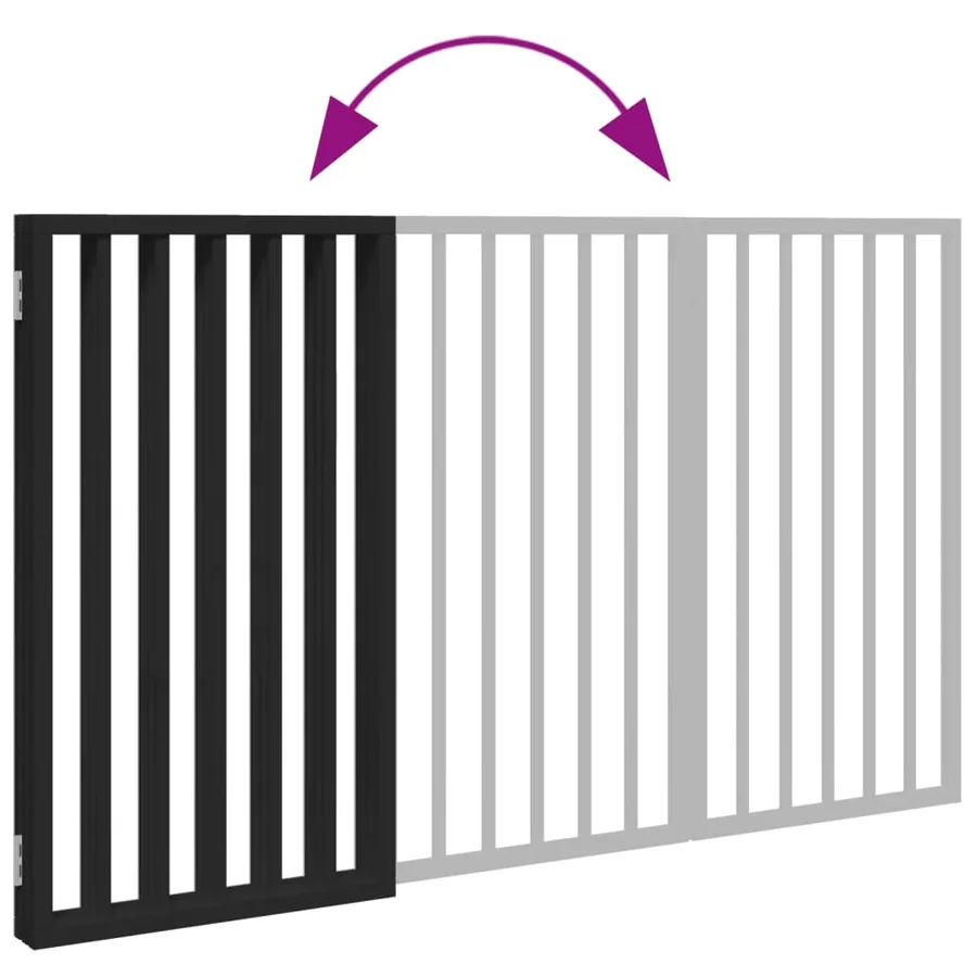Barrière pour chien pliable 3 panneaux noir bois de peuplier - 7