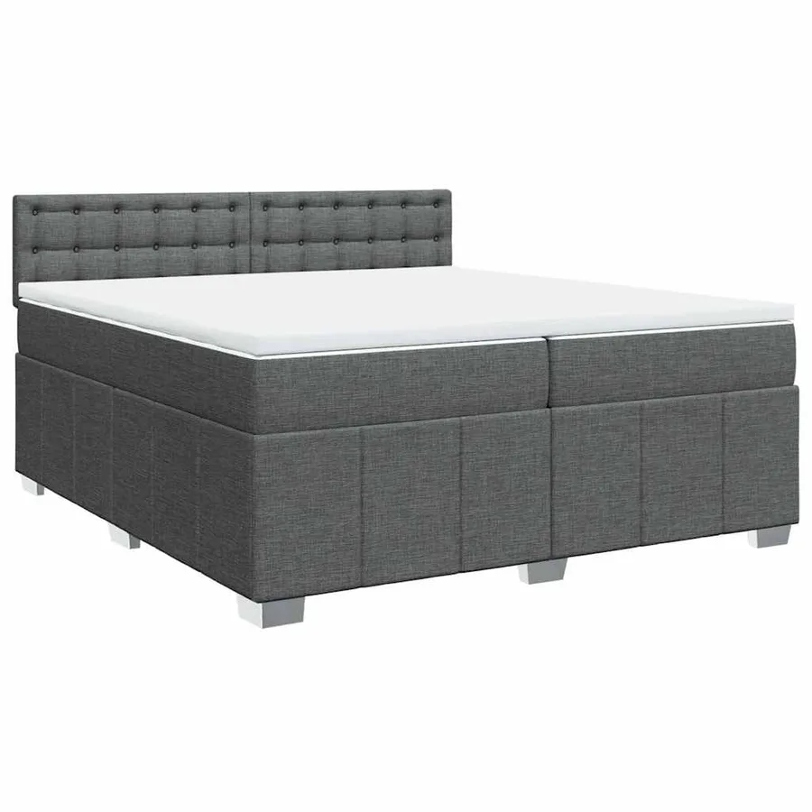 Sommier à lattes de lit avec matelas Gris foncé 200x200cm Tissu - 2