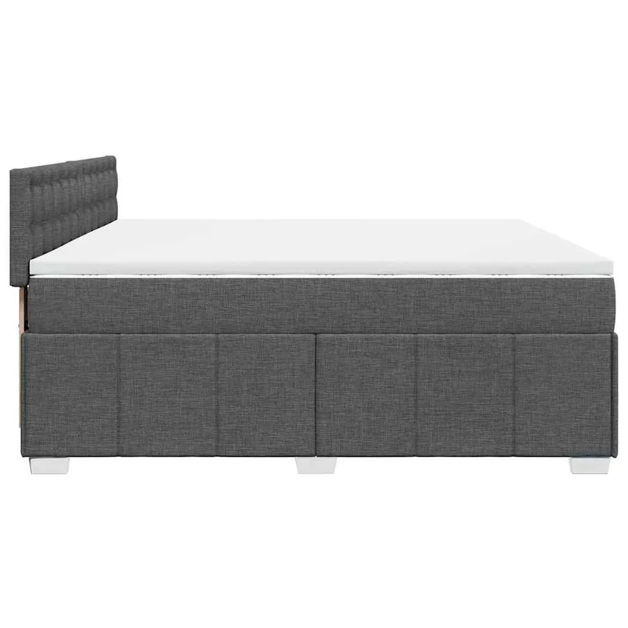 Sommier à lattes de lit avec matelas Gris foncé 200x200cm Tissu - 5