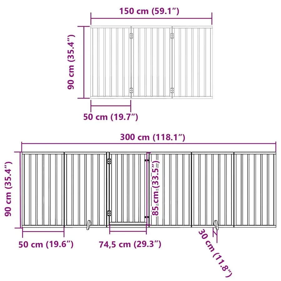 Barrière pour chien porte pliable 15panneaux noir bois peuplier - 11