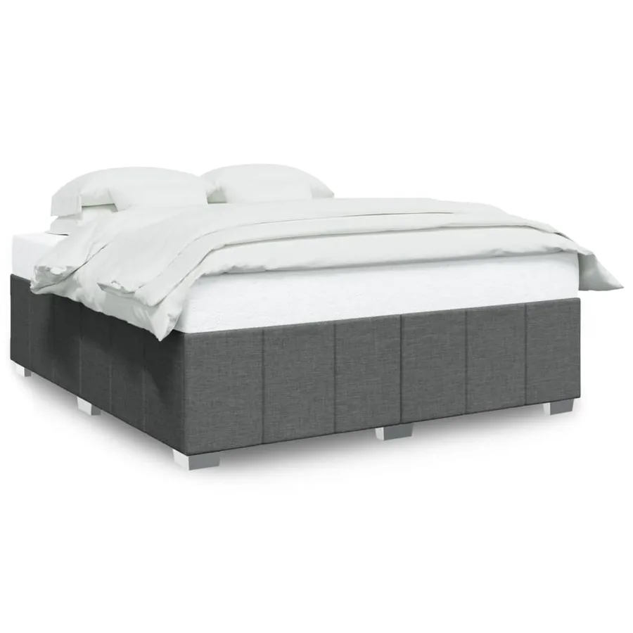 Cadre de lit sans matelas gris foncé 200x200 cm tissu - 2