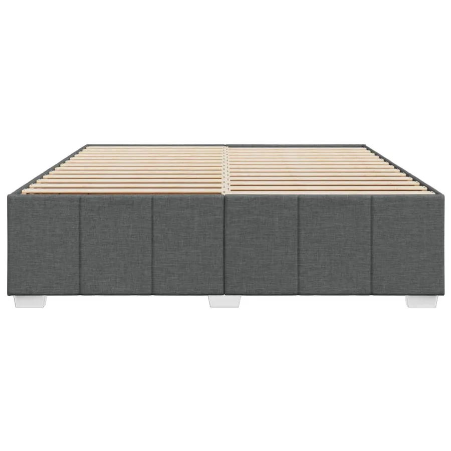 Cadre de lit sans matelas gris foncé 200x200 cm tissu - 4