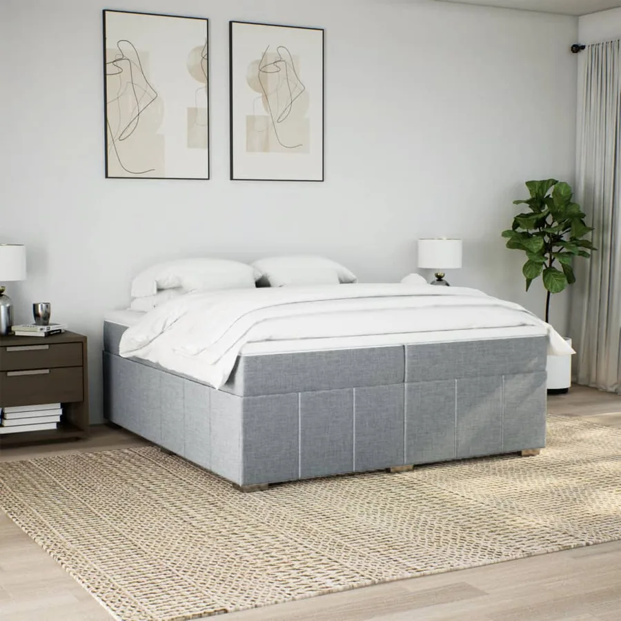 Sommier à lattes de lit avec matelas Gris foncé 200x200cm Tissu - 3