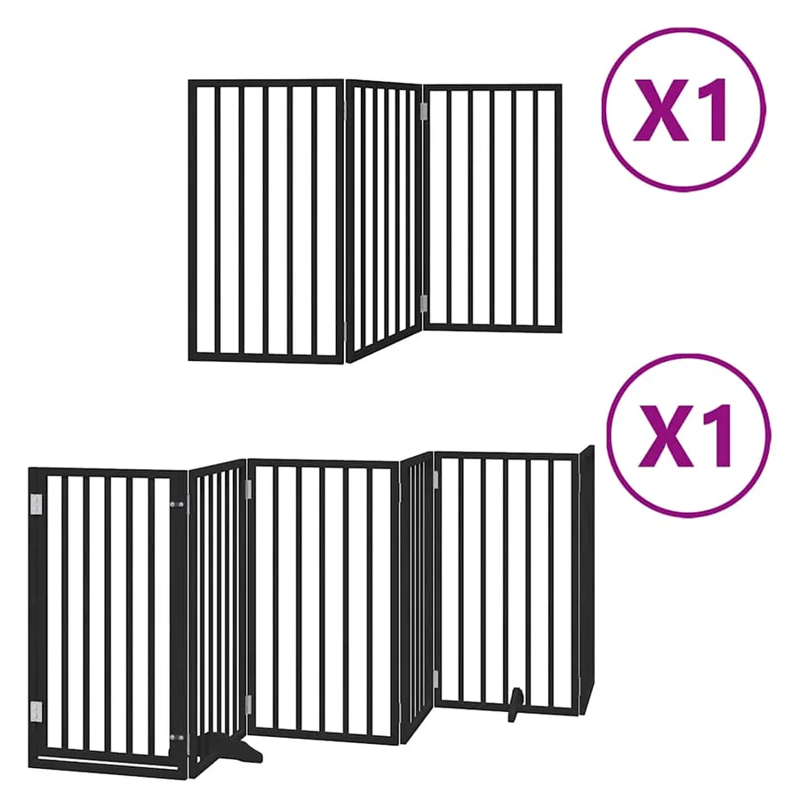 Barrière pour chien porte pliable 9 panneaux noir bois peuplier - 2