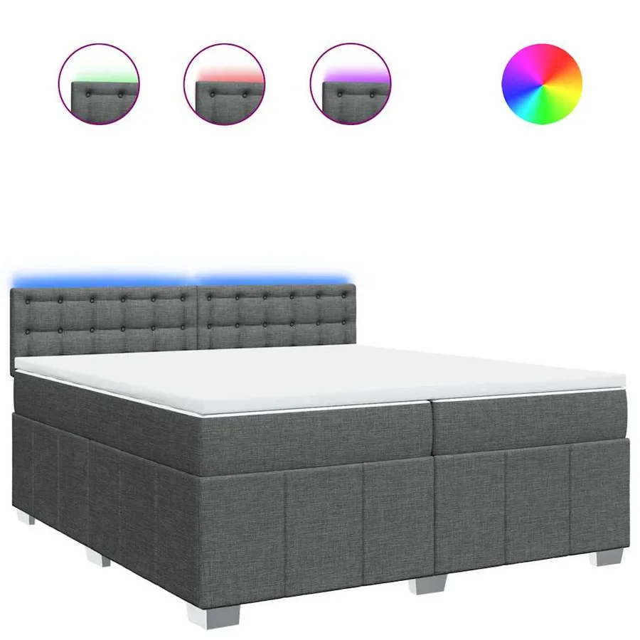 Sommier à lattes de lit avec matelas Gris foncé 200x200cm Tissu - 2