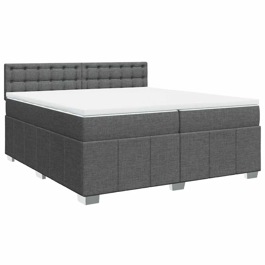 Sommier à lattes de lit avec matelas Gris foncé 200x200cm Tissu - 3