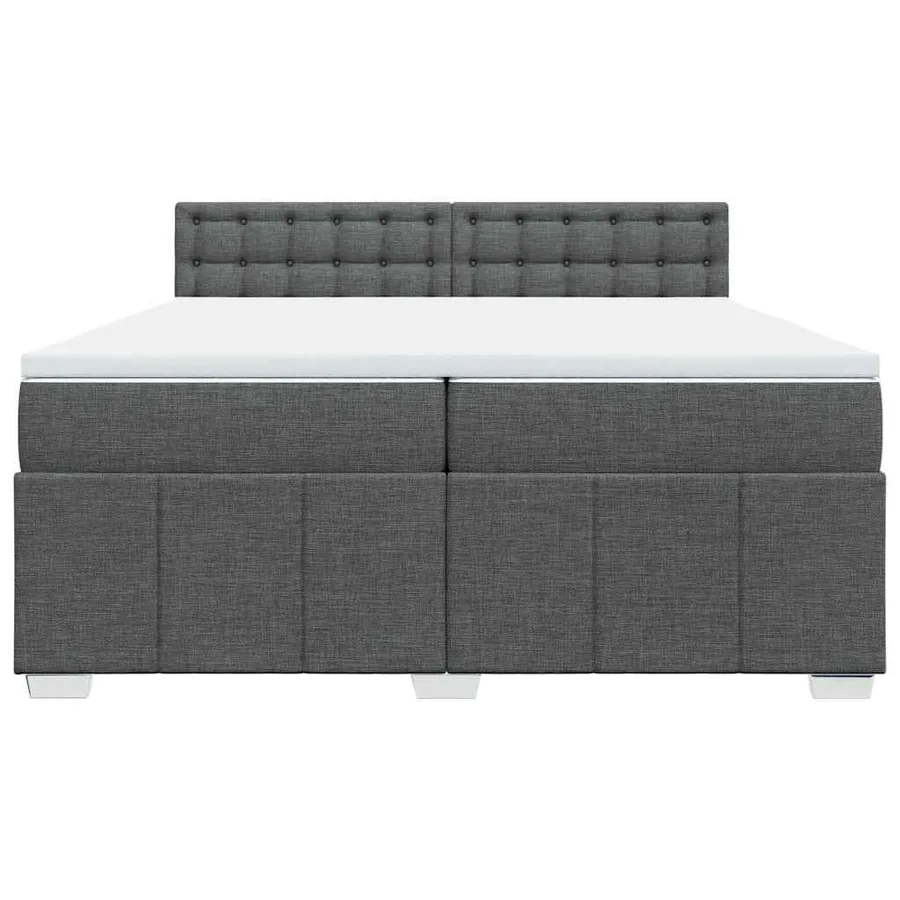 Sommier à lattes de lit avec matelas Gris foncé 200x200cm Tissu - 6