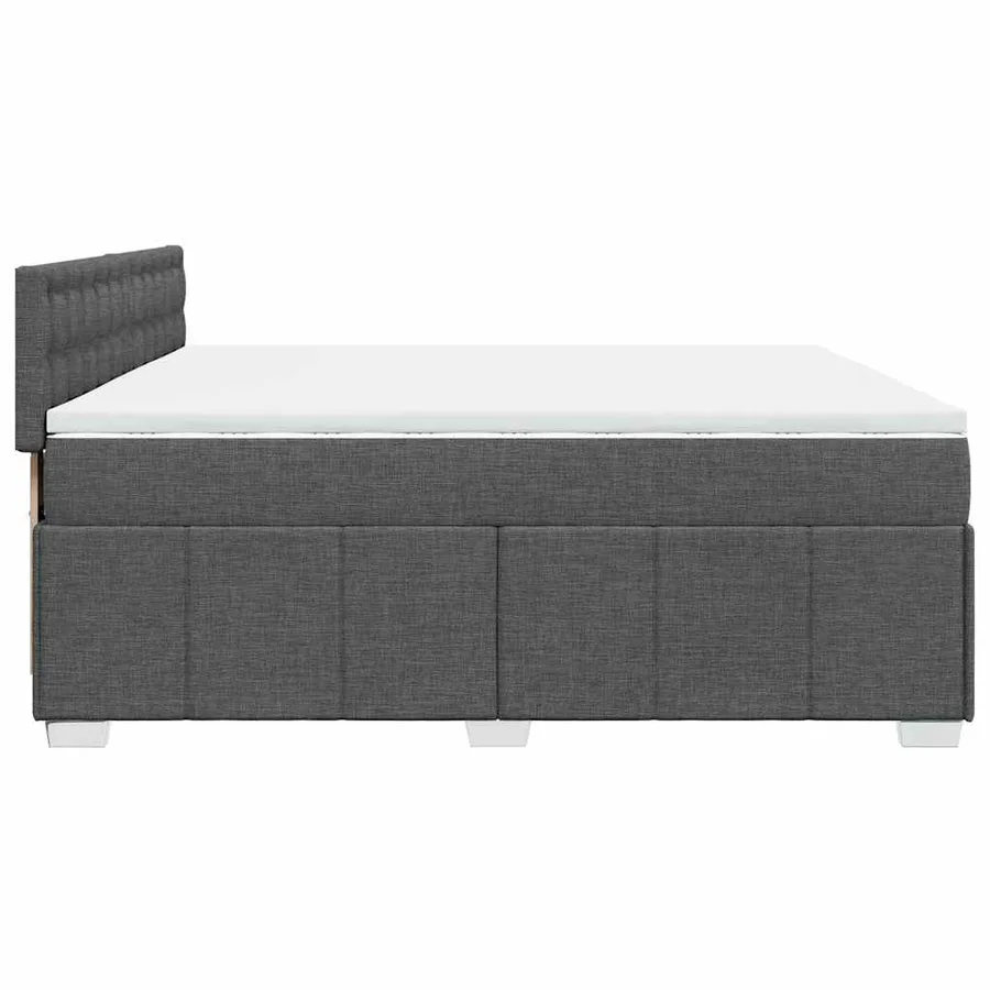 Sommier à lattes de lit avec matelas Gris foncé 200x200cm Tissu - 7