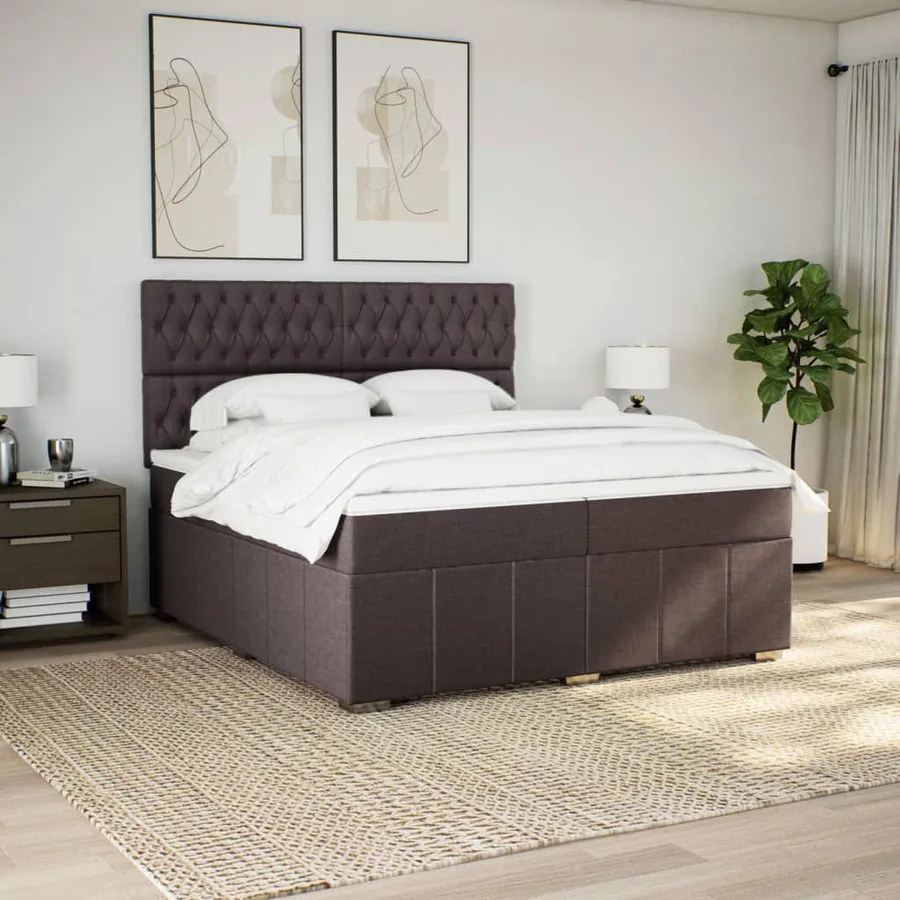 Sommier à lattes de lit avec matelas Marron foncé 200x200 cm - 3