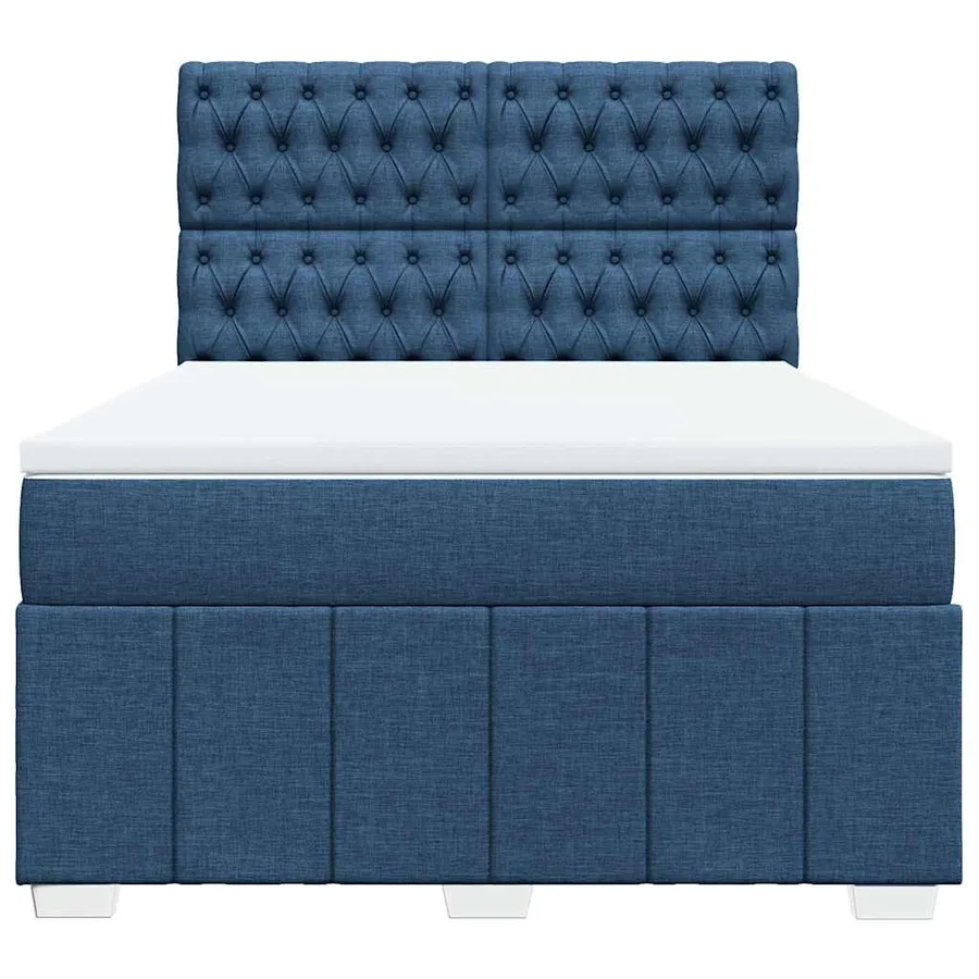 Sommier à lattes de lit avec matelas Bleu 140x190 cm Tissu - 6