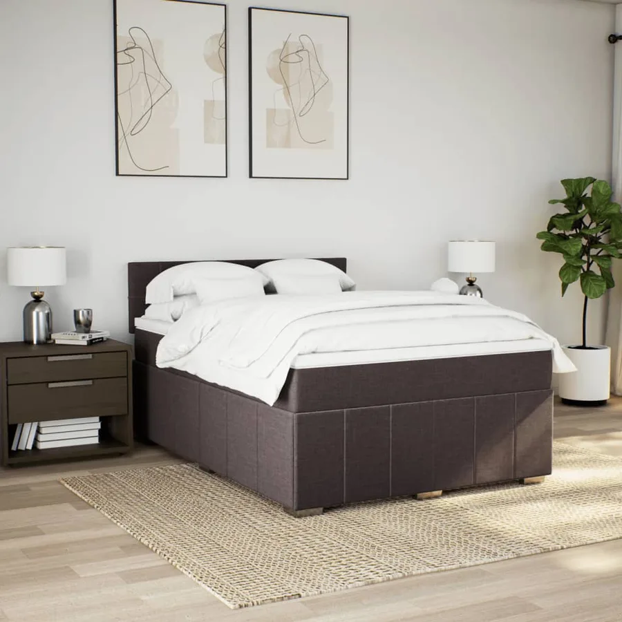 Sommier à lattes de lit avec matelas Marron foncé 140x200 cm - 5