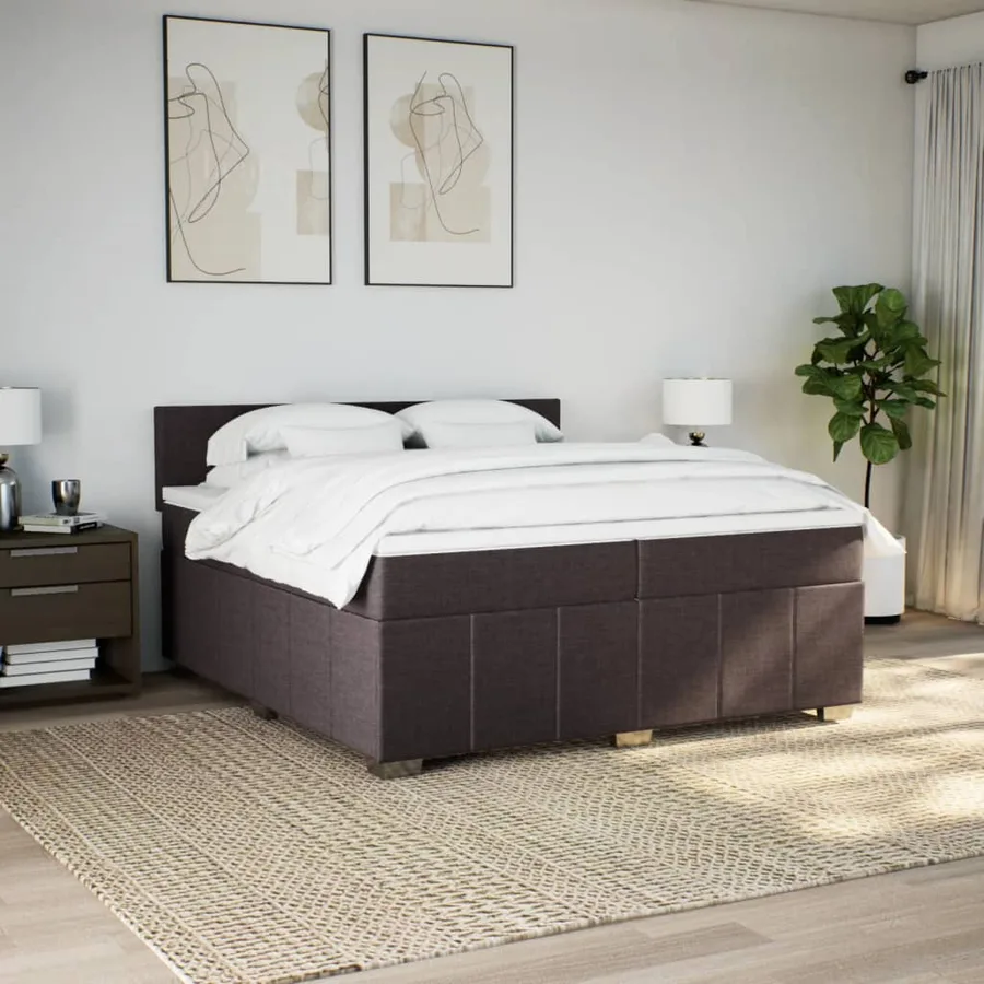 Sommier à lattes de lit avec matelas Marron foncé 200x200 cm - 4