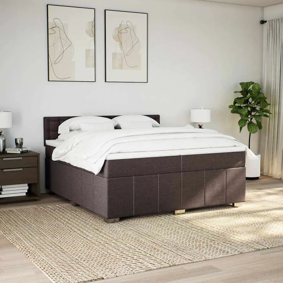 Sommier à lattes de lit avec matelas Marron foncé 200x200 cm - 3