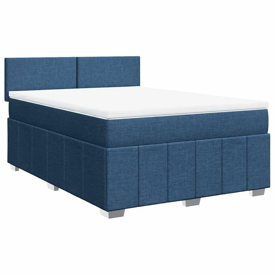 Sommier à lattes de lit avec matelas Bleu 140x190 cm Tissu - 2