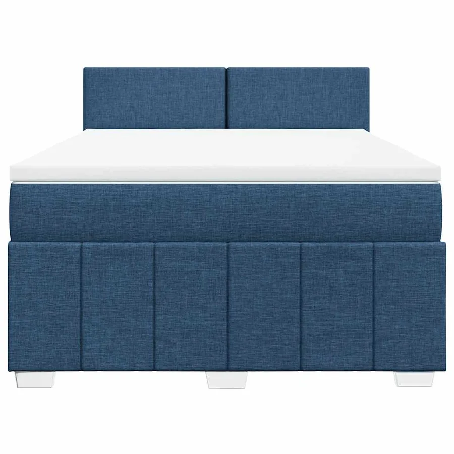 Sommier à lattes de lit avec matelas Bleu 140x190 cm Tissu - 4