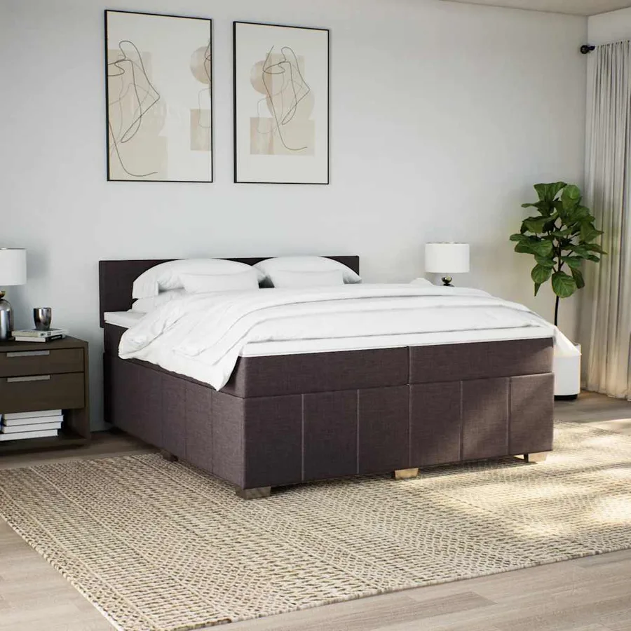 Sommier à lattes de lit avec matelas Marron foncé 200x200 cm - 3
