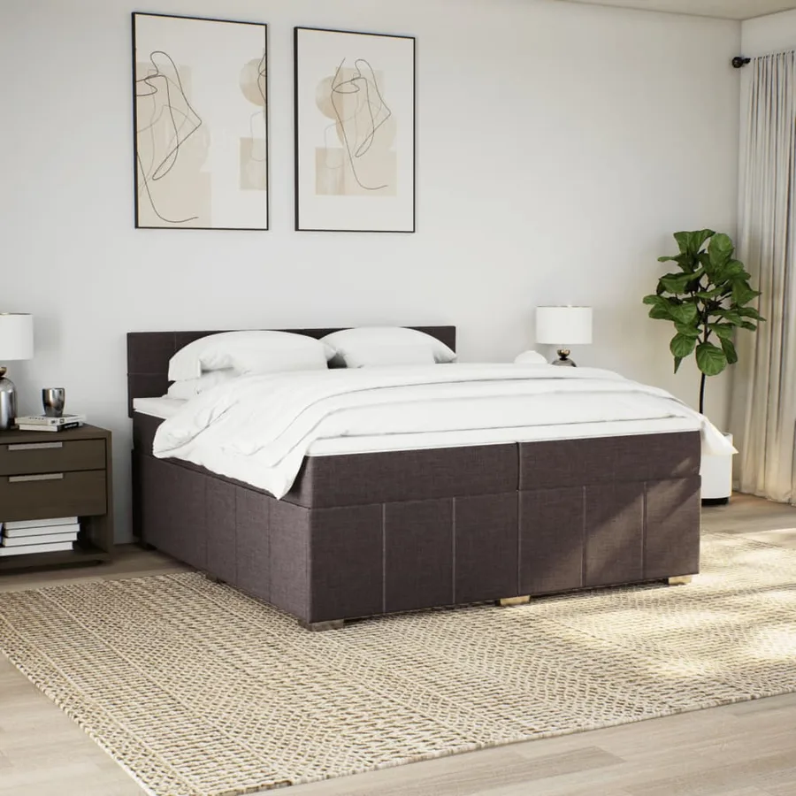 Sommier à lattes de lit avec matelas Marron foncé 200x200 cm - 4