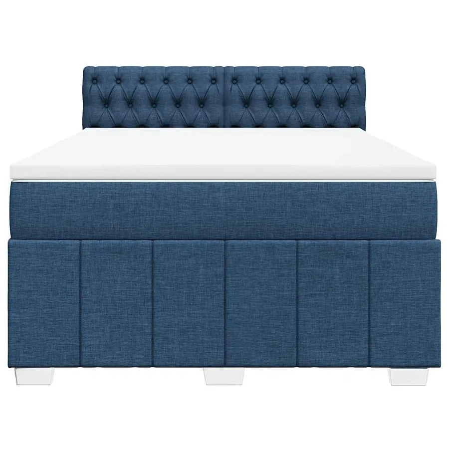 Sommier à lattes de lit avec matelas Bleu 140x190 cm Tissu - 4