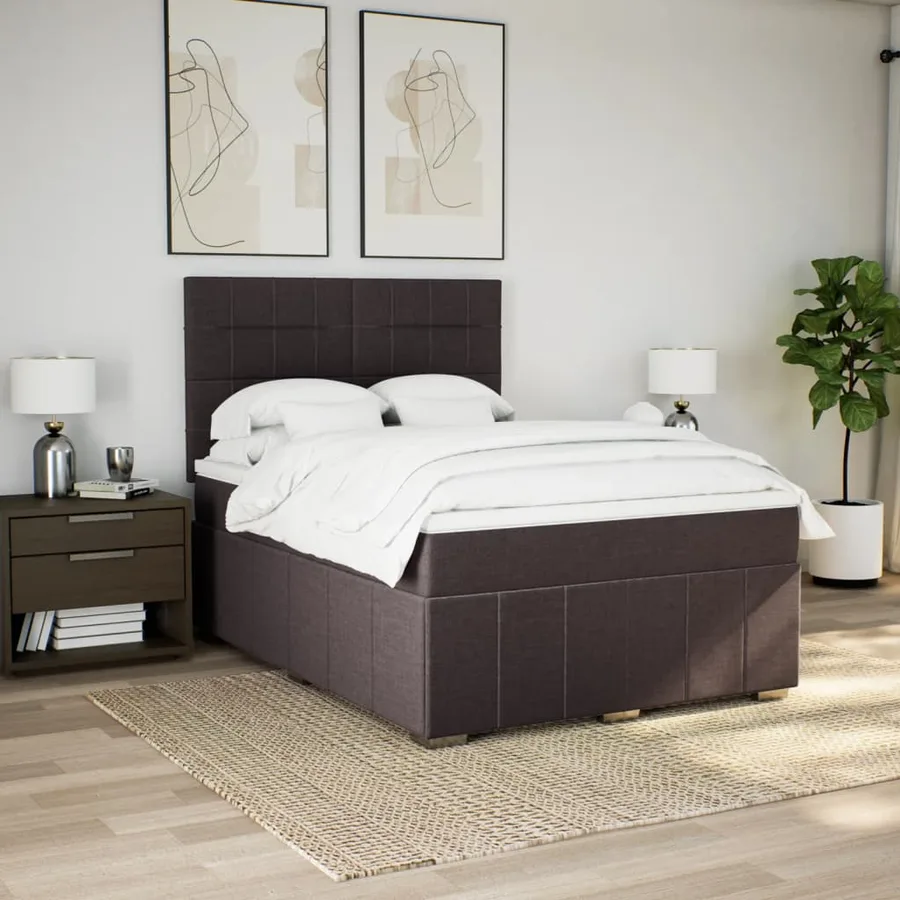 Sommier à lattes de lit avec matelas Marron foncé 140x200 cm - 3
