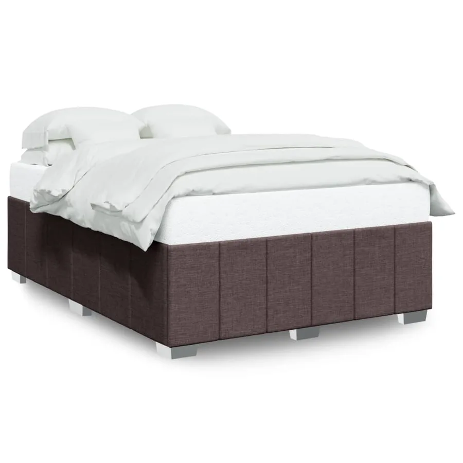 Cadre de lit sans matelas marron foncé 140x200 cm tissu - 2