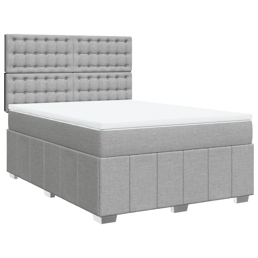 Sommier à lattes de lit avec matelas Gris clair 140x200cm Tissu - 2