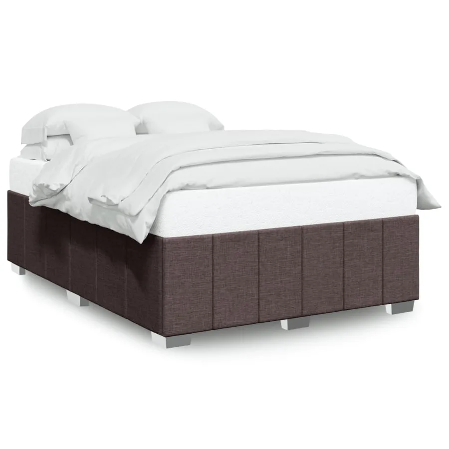 Cadre de lit sans matelas marron foncé 140x190 cm tissu - 2