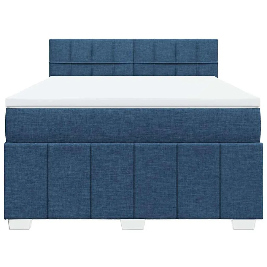 Sommier à lattes de lit avec matelas Bleu 140x200 cm Tissu - 4